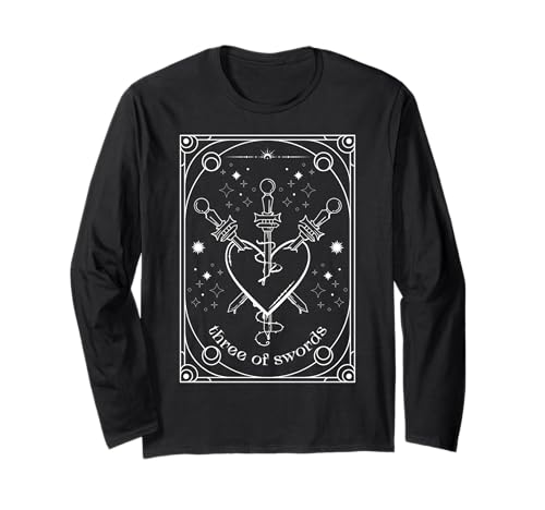 Tarotkarte mit DREI Schwertern für Damen und Herren, 3 Schwerter Langarmshirt von Three Of Swords Tarot Card Womens Mens 3 Of Swords