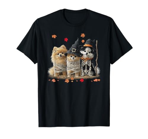 Lustige Zwerggeisterhunde Halloween für Frauen Männer T-Shirt Lustige Zwerggeisterhunde Halloween für Frauen Männer T-Shirt von Three Pomeranian Dog Puppy Halloween Men Women