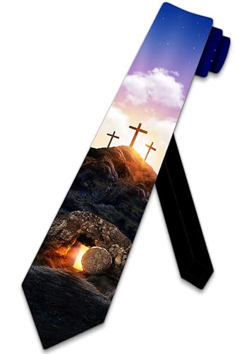 Three Rooker Osterkrawatten Herren Kreuz Krawatte Jesus Auferstehung Krawatte religiöse Krawatten, Mehrfarbig/Meereswellen (Ocean Tides), Einheitsgröße von Three Rooker