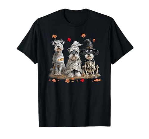 Lustige Schnauzer Geisterhunde Halloween für Frauen Männer T-Shirt Lustige Schnauzer Geisterhunde Halloween für Frauen Männer T-Shirt von Three Schnauzer Dog Puppy Halloween Men Women