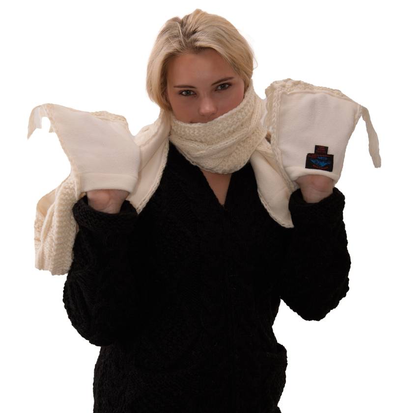 Hand Stricken Merino Wolle Tasche Schal Zopfmuster Fleece Gefüttert von ThreeCranesGallery