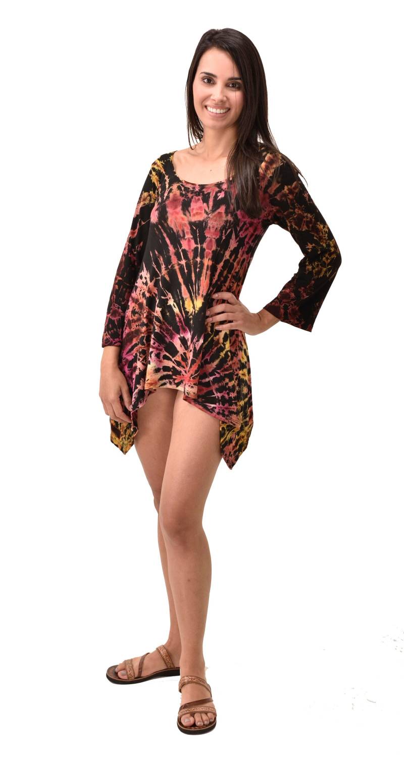 Handbemaltes Batik Tunika Kleid Boho Rayon Spandex Festival Kleid von ThreeCranesGallery