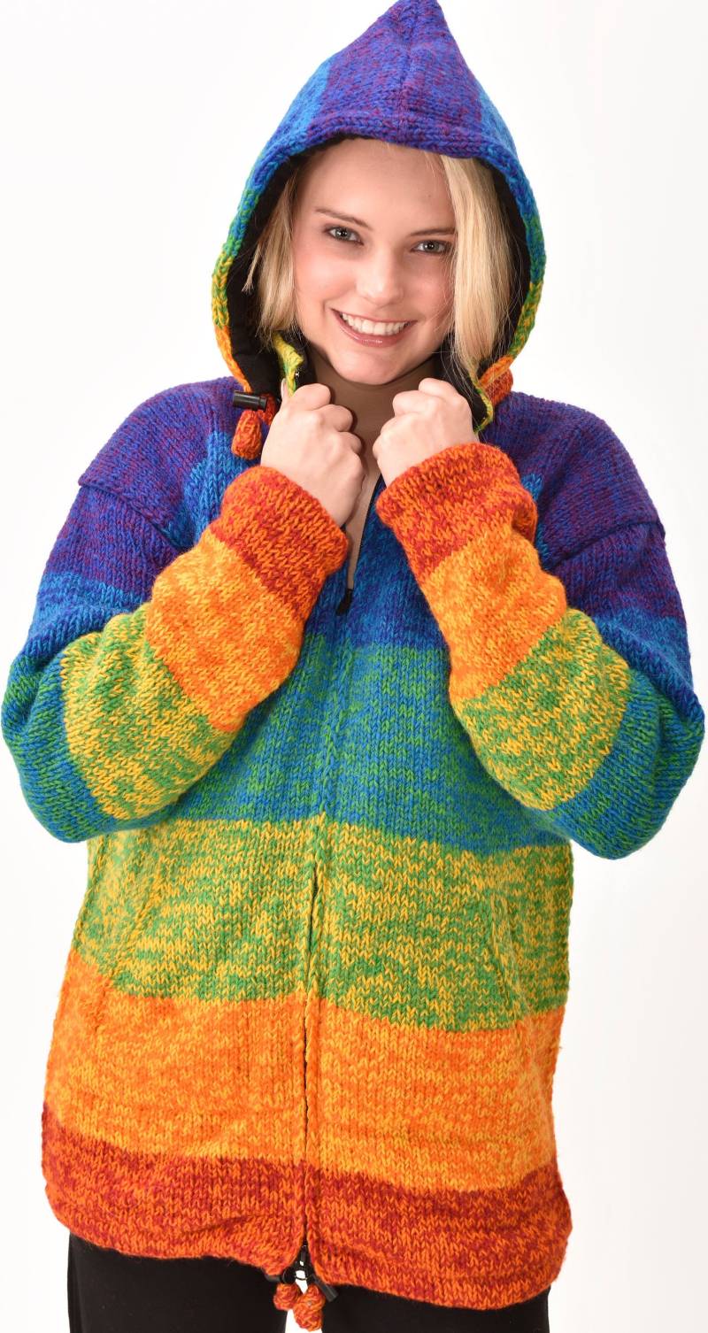 Handgemachte Kapuzenpullover Mit Merinowolle Fleece Gefüttert Himalaya Bergjacke von ThreeCranesGallery