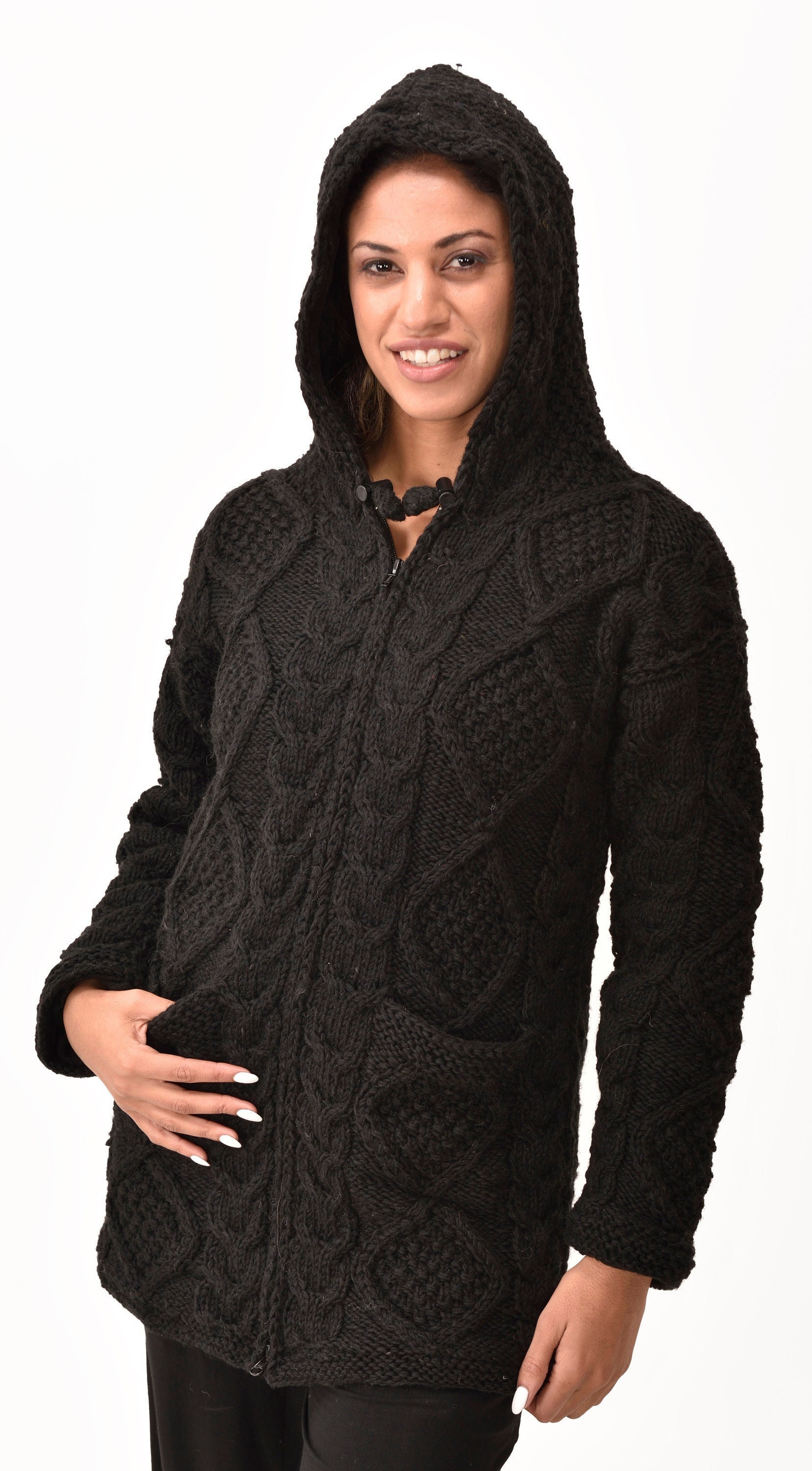 Handgemachte Merino Wolle Strickjacke, Fleece Gefütterte Himalaya Jacke von ThreeCranesGallery