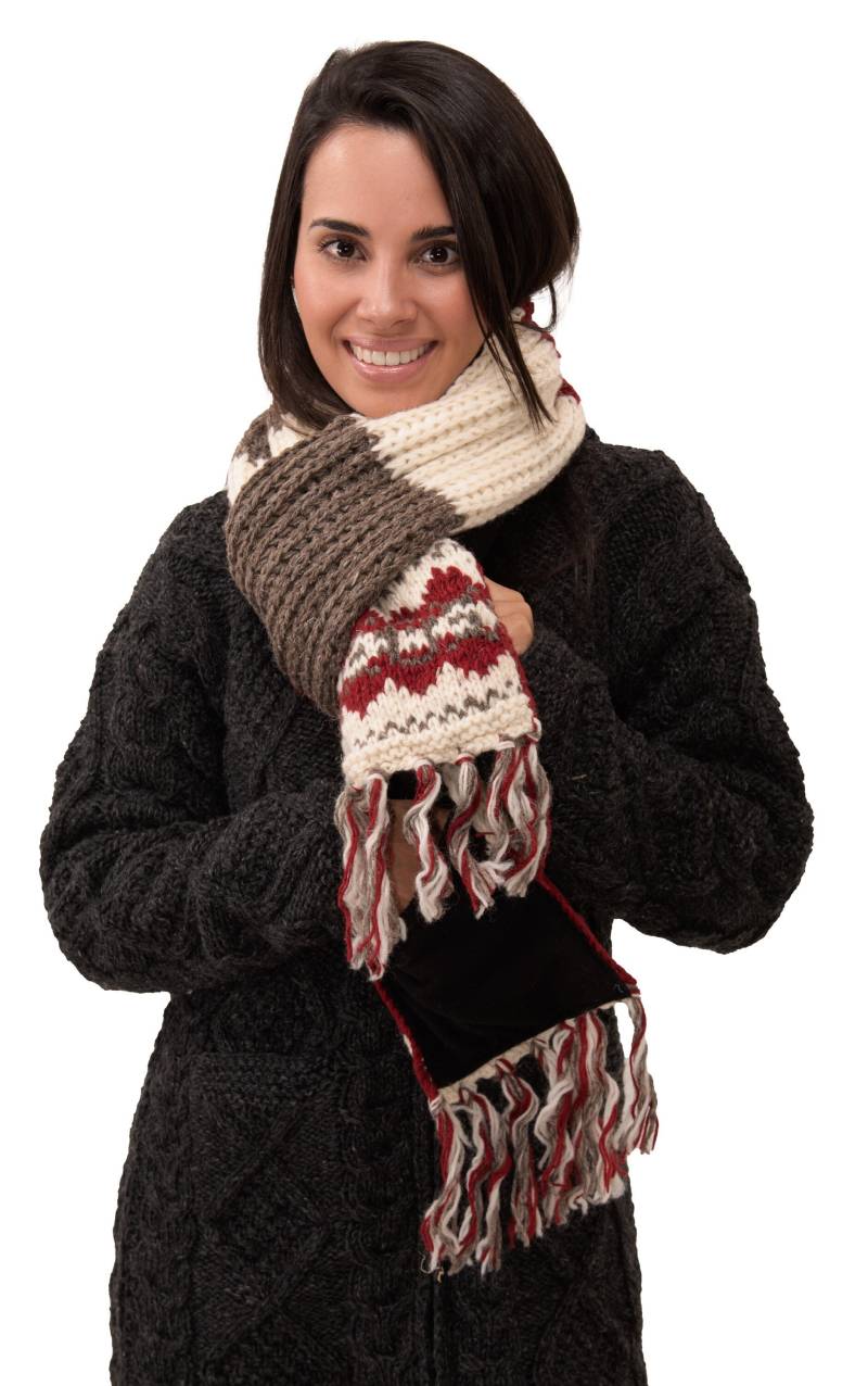 Handgestrickt Merino Wolle Tasche Schal Fleece Gefüttert Fair Isle von ThreeCranesGallery