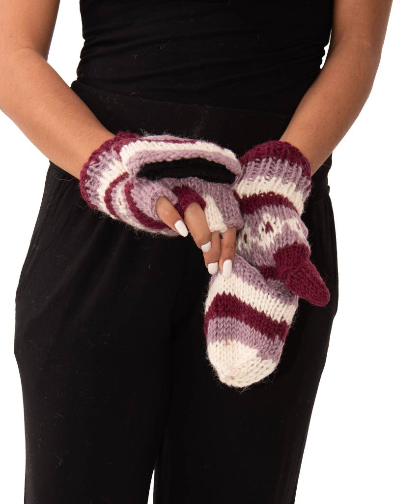 Handgestrickte Merino Wolle Cabrio Handschuhe Polar Fleece Gefütterte Glittens von ThreeCranesGallery