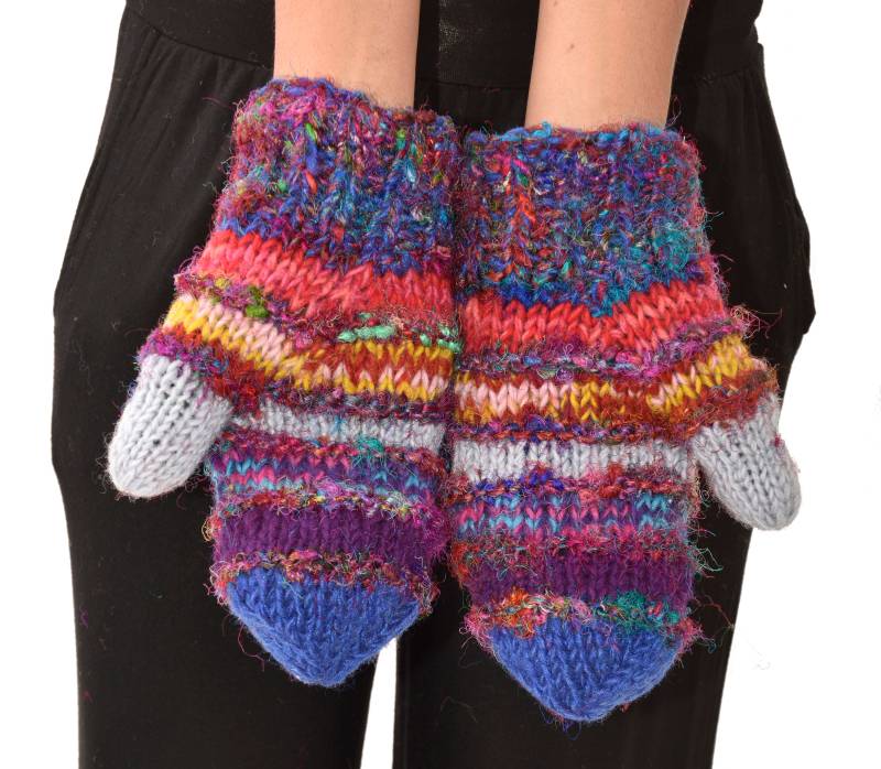 Handgestrickte Merino Wolle Handschuhe Himalaya Fleece Gefütterte Winterhandschuhe von ThreeCranesGallery