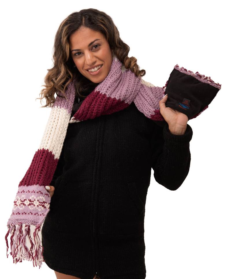 Handgestrickter Merinowolle Schal Polar Fleece Gefütterter Taschenschal von ThreeCranesGallery