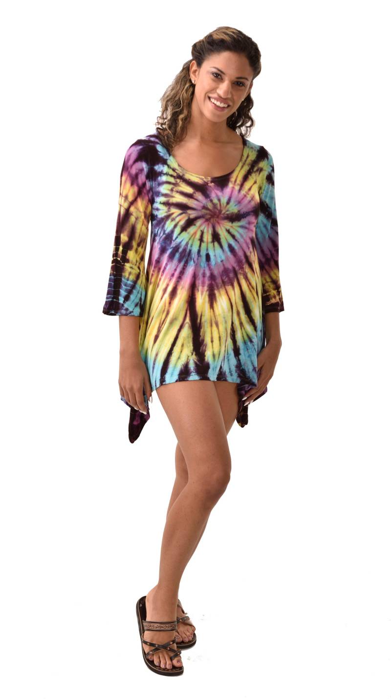 Tie Dye Viskose Tunika Kleid Boho Festival Style von ThreeCranesGallery