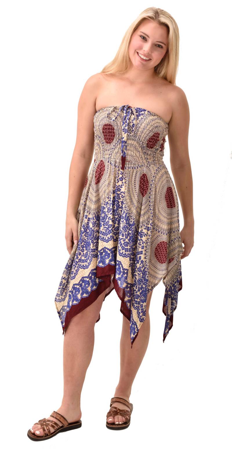 Waben Print Wandelbares Viskose Kleid Boho Mini Rock von ThreeCranesGallery