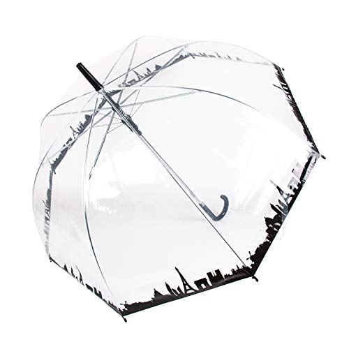 ThreeH Automatisches des Regenschirms Winddicht Reisen drucken Transparenter Regenschirm Personalisierter kompakter leichter Damen Stockschirm KS25B von ThreeH