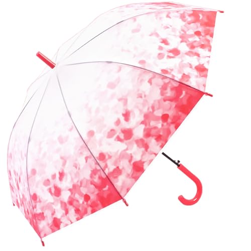 ThreeH Fiberglasrahmen Regenschirm mit langem Griff Winddichtes Auto-Open-Design mit Farbverlauf für Stürme und starken Regen Rot zu Weiß Fade von ThreeH