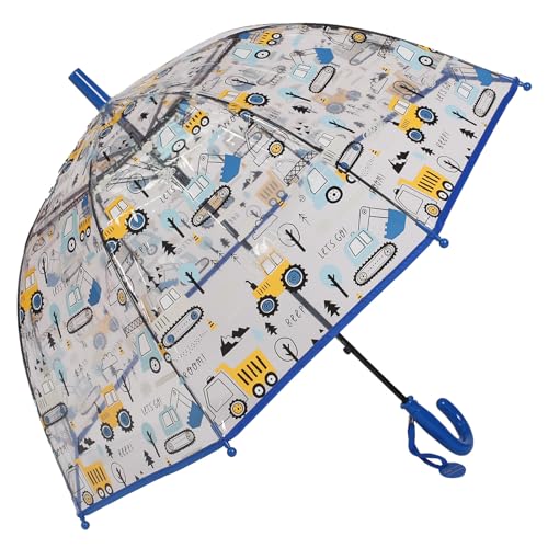 ThreeH Klarer Stick Regenschirm Transparenter Regenschirm für Kinder mit einfachem Griff Sicherheitskuppel Regenschirm mit 8 Rippen aus Fasern Dunkelblau von ThreeH