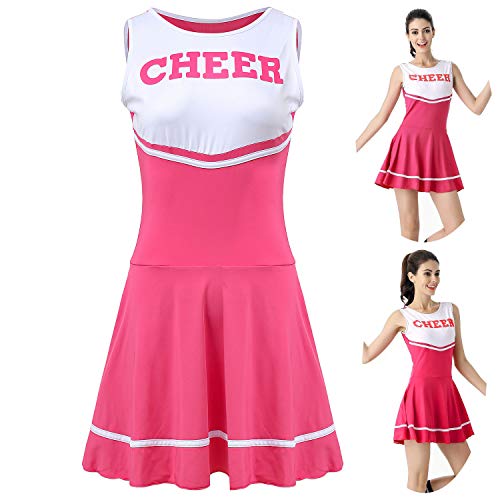 ThreeH Musikalische Uniform der Highschool-Mädchen Kostüm Cheerleader Kostüm Outfit Einheitsgröße No Pom-Pom,Rose von ThreeH