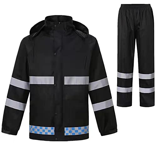 ThreeH Regenanzug Jacke Hosenanzug Regenmantel Unisex Outdoor Wasserdicht Anti-Sturm mit Kapuze Elastische Manschetten Ärmel von ThreeH