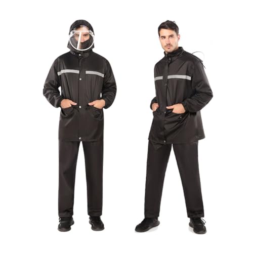 ThreeH Regenmäntel Wasserdichte leichte Regenanzüge Versteckte Kapuze Regenjacke und Regenhose für Outdoor Männer Frauen von ThreeH