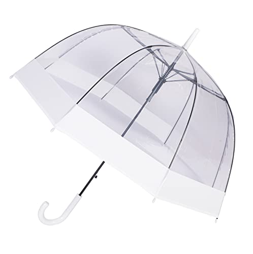 ThreeH Transparenter Regenschirm, leicht, winddicht, mit einfachem Griff, für Frauen und Mädchen, für Regen, Hochzeit, Weiß von ThreeH