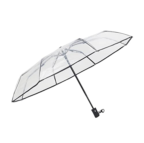 ThreeH Transparenter Regenschirm Automatisches Öffnen und Schließen Leicht tragbar winddicht Transparenter Kompakt-Reiseschirm,Schwarz von ThreeH
