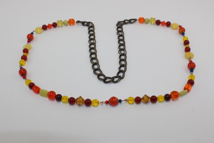 Buntes Glas Bead Und Kette Halskette Buntes Glas Bead Und Kette Halskette von ThreeHensDesigns