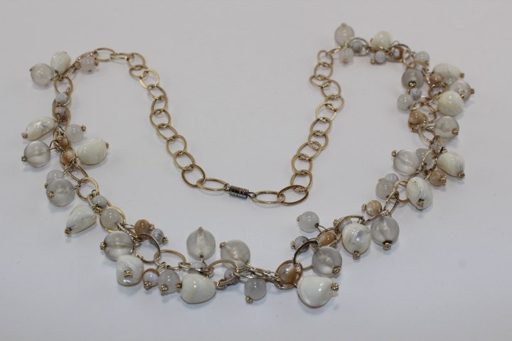 Mutter Der Perle Und Glas Perlen Kette Halskette Mutter Der Perle Und Glas Perlen Kette Halskette von ThreeHensDesigns