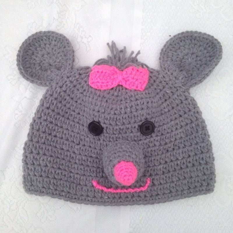 Maus Hut - Mädchen Häkelmütze Mit Rosa Schleife Kinder Halloween-Kostüm Baby-Halloween-Kostüm Maus Hut - Mädchen Häkelmütze Mit Rosa Schleife Kinder Halloween-Kostüm Baby-Halloween-Kostüm von ThreeLittlePeppers