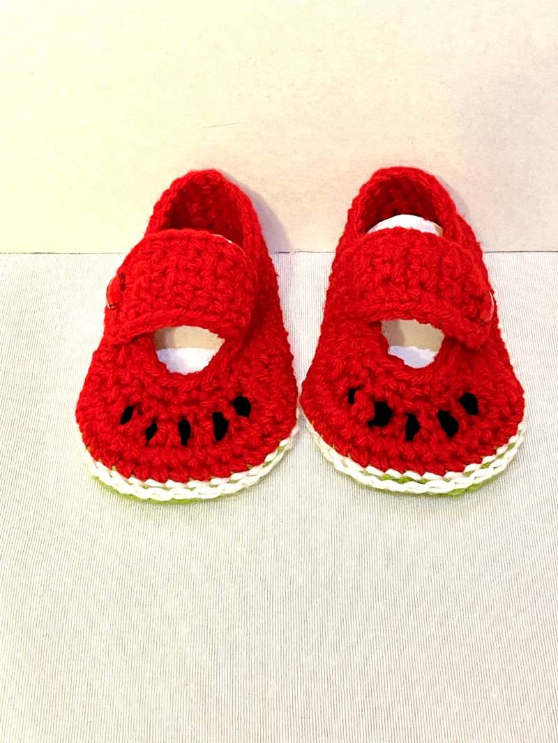 Wassermelone Baby Booties - Babyschuhe Baby-Geschenk Neugeborenegeschenk Wählen Sie Die Größe von ThreeLittlePeppers