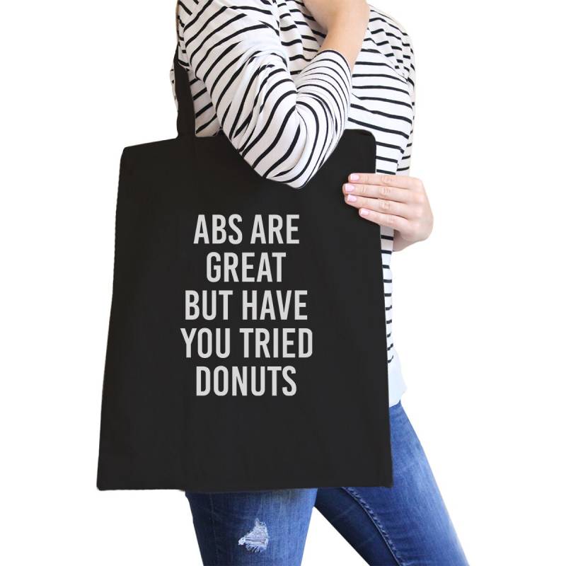 Abs Are Great But Natural/Black Canvas Bag Lustiges Workout Spruch Fitness Tasche von ThreeSixFiveDesign