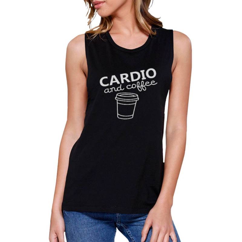 Arbeiten | Cardio Und Kaffee Schwarzes Ärmelloses Einfaches Trendiges Grafik-Muskeltop | Jms028 Arbeiten | Cardio Und Kaffee Schwarzes Ärmelloses Einfaches Trendiges Grafik-Muskeltop | Jms028 von ThreeSixFiveDesign