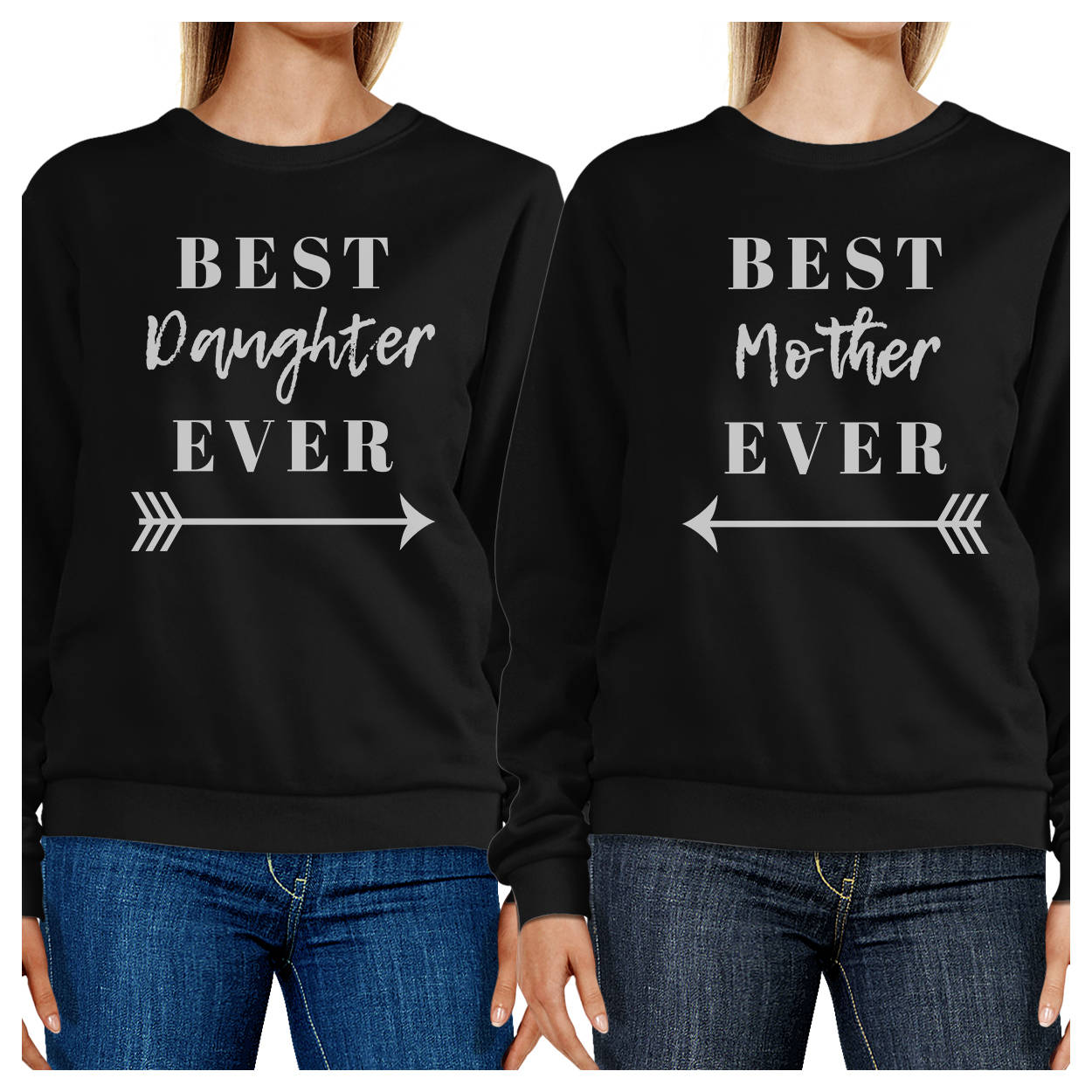 Beste Tochter/Mutter Überhaupt Grafik Schwarze Sweatshirts Set [Fss032Bk] von ThreeSixFiveDesign