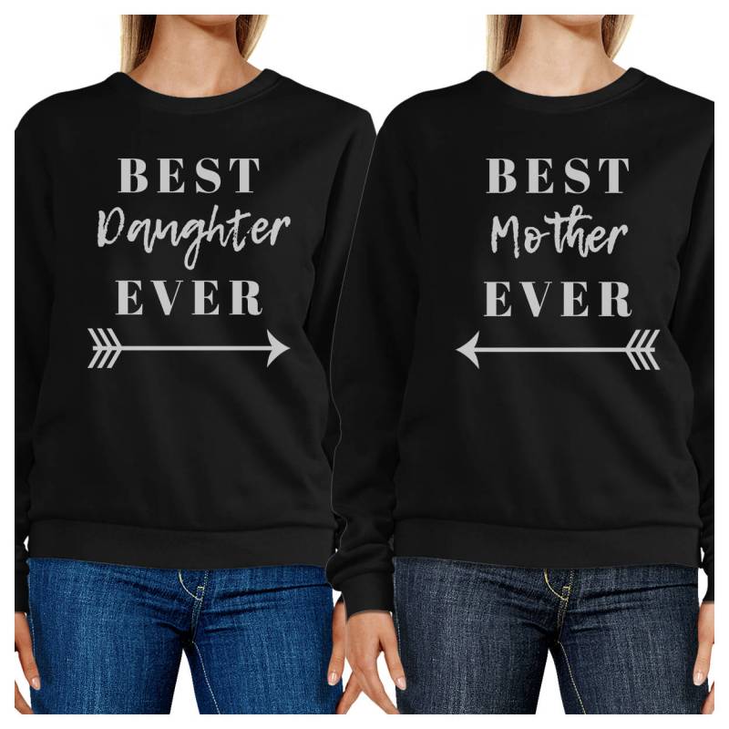 Beste Tochter/Mutter Überhaupt Grafik Schwarze Sweatshirts Set [Fss032Bk] von ThreeSixFiveDesign