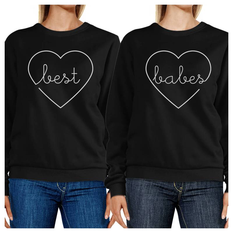 Bff Best Babies Grafik Schwarz Sweatshirts Set [Fss042Bk] von ThreeSixFiveDesign
