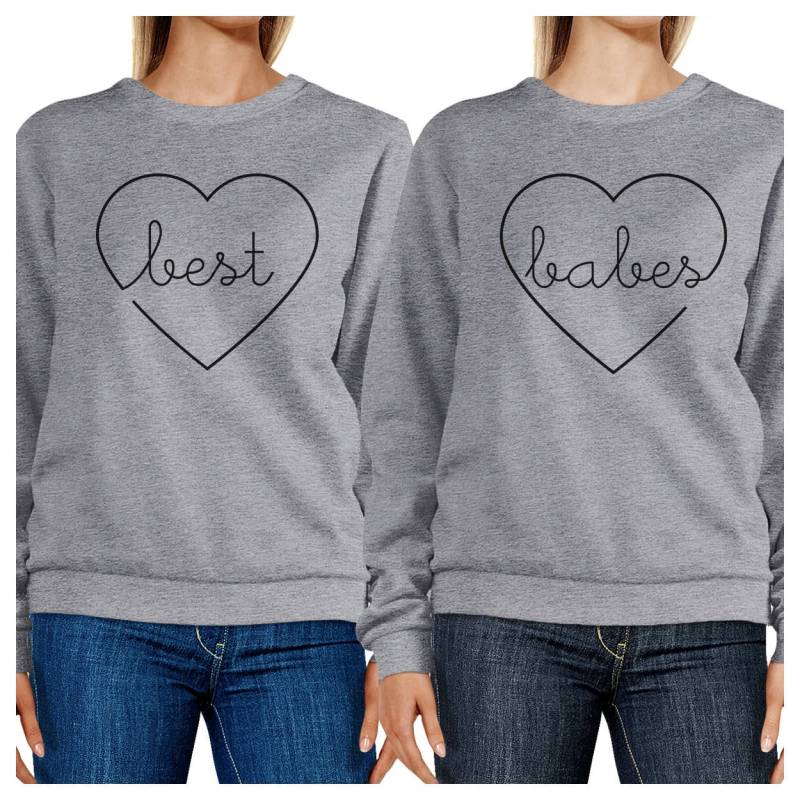 Bff Best Babies Graphic Heather Grey Sweatshirts Set [Fss042He] von ThreeSixFiveDesign