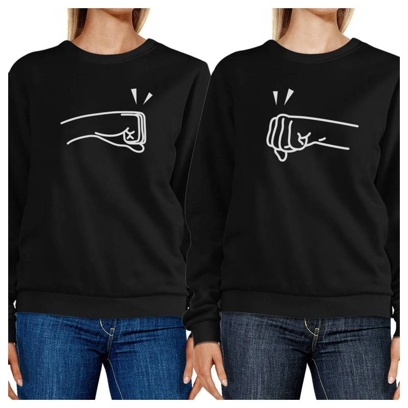 Bff Fist Bump Grafik Schwarz Sweatshirts Set [Fss041Bk] von ThreeSixFiveDesign
