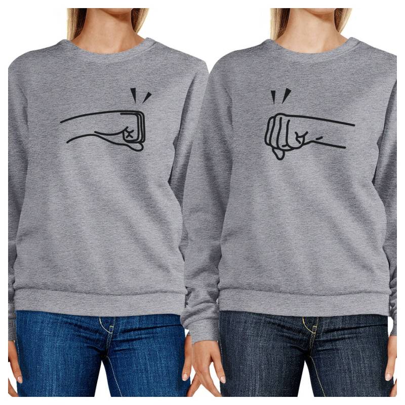 Bff Fist Bump Graphic Heather Grau Sweatshirts Set [Fss041He] von ThreeSixFiveDesign