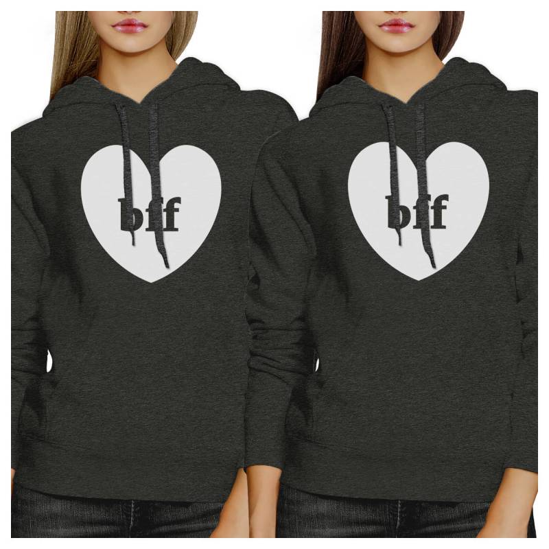 Bff Herz Cool Grau Hoodie Set [Fhd031Cb] von ThreeSixFiveDesign