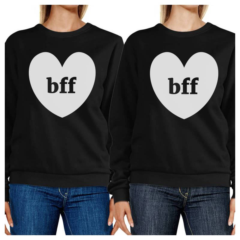Bff Herzen Grafik Schwarz Sweatshirts Set [Fss040Bk] von ThreeSixFiveDesign