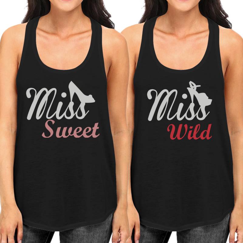 Bff Tank Tops Fräulein Wild Und Sweet Mit Schuhen Passende Shirts Für Beste Freunde | Ftt005 von ThreeSixFiveDesign