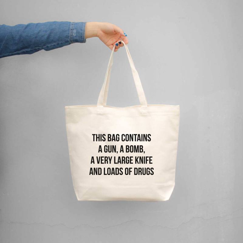 Diese Tasche Enthält Gefährliche Stoffe Lustige Natürliche Grafik Canvas-Einkaufstasche Für Shopaholic | Jcb015 von ThreeSixFiveDesign