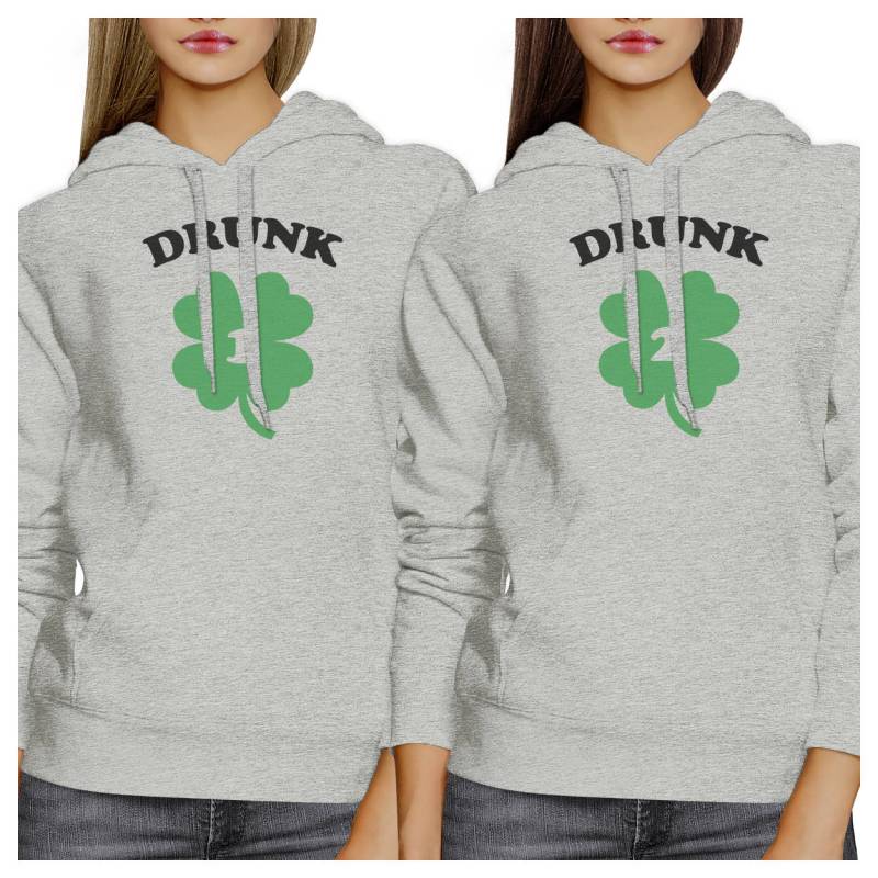 Drunk Clover Bff Heather Grau Hoodie Set [Fhd015He] von ThreeSixFiveDesign