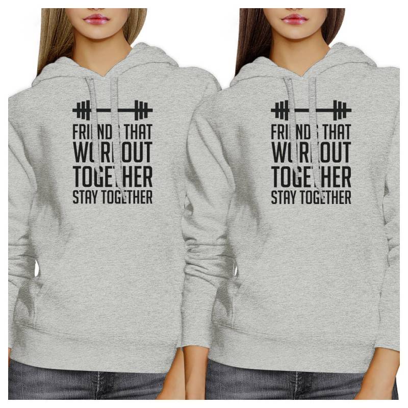 Friends Work Out Together Bff Grau Hoodie Set [Fhd034He] von ThreeSixFiveDesign