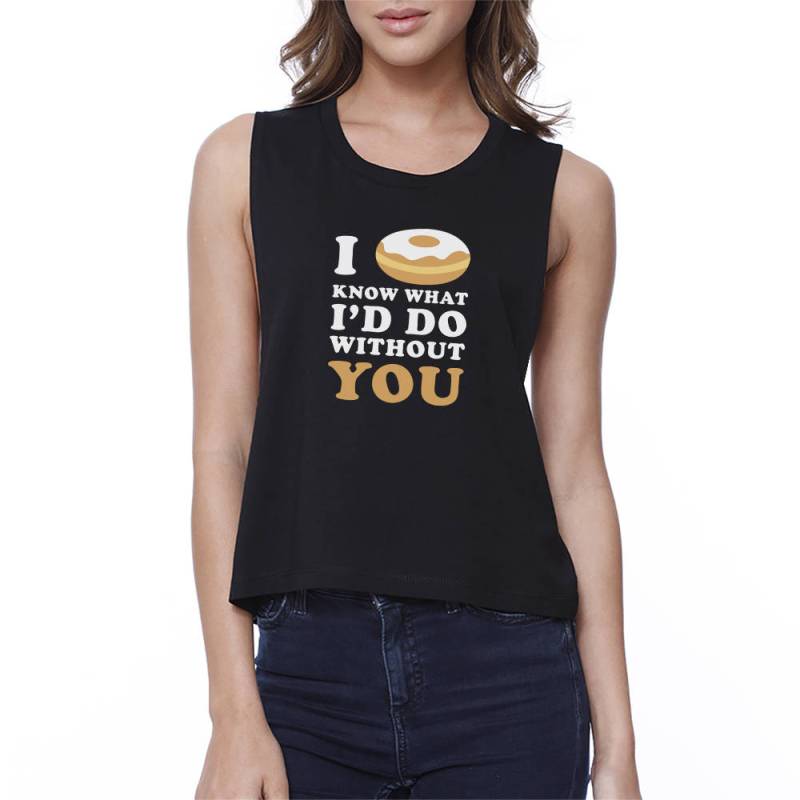 Humor | Ich Weiß, Donut Schwarzes Ärmelloses Niedliches Lustiges Croptop | Jcr116Bk von ThreeSixFiveDesign