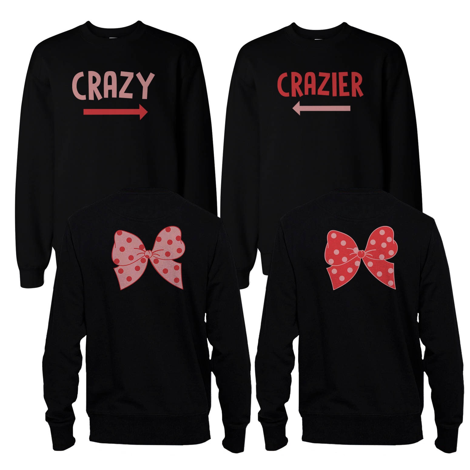 Lustige Verrückte Und Bff Passender Bester Freund Sweatshirts Front Back Design von ThreeSixFiveDesign