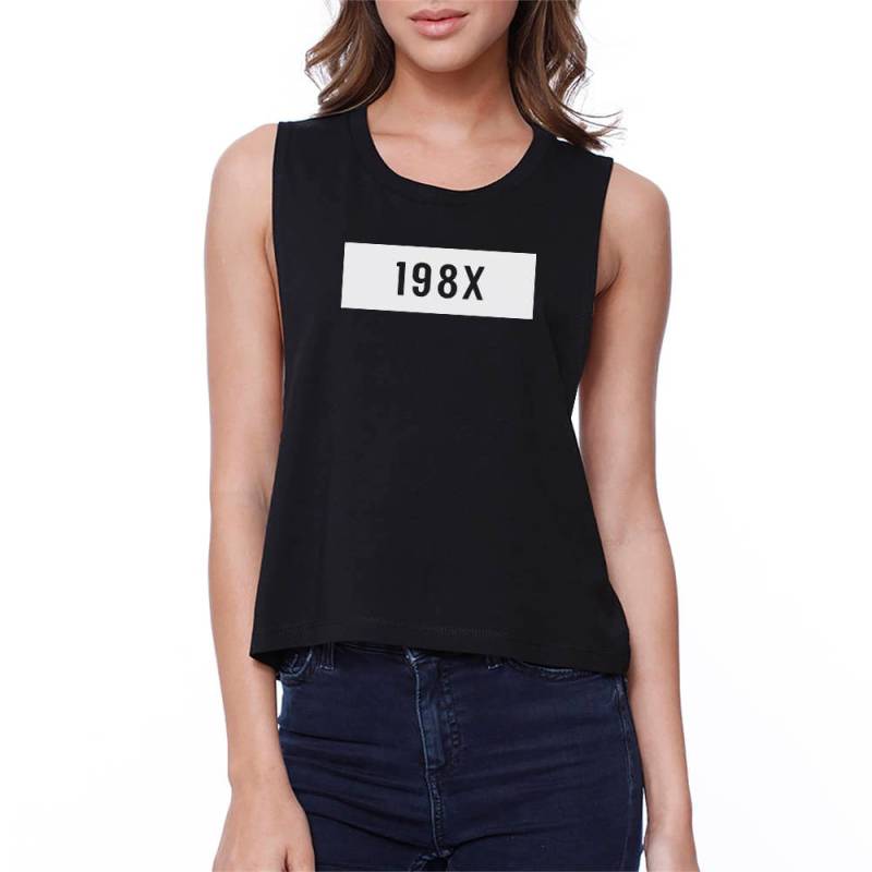 Mädchen | 198x Schwarzes Ärmelloses Einfaches Und Trendiges Grafik Croptop | Jcr114Bk von ThreeSixFiveDesign