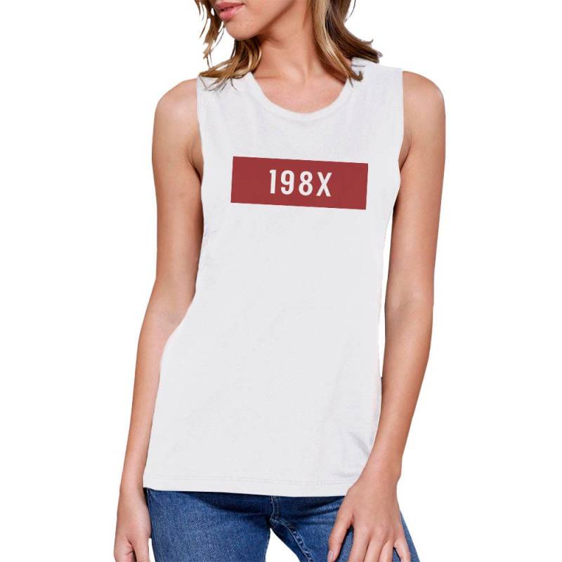 Mädchen | 198x Weiß Ärmelloses Grafik Muskeltop | Jms108Wt von ThreeSixFiveDesign