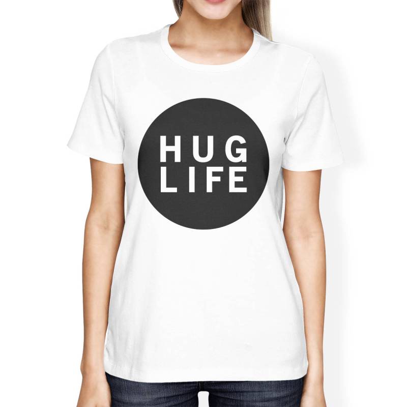 Mädchen | Hug Life Frauen Schwarzes T-Shirt Kurzarm Einfaches Grafik-Shirt [Jct238] von ThreeSixFiveDesign