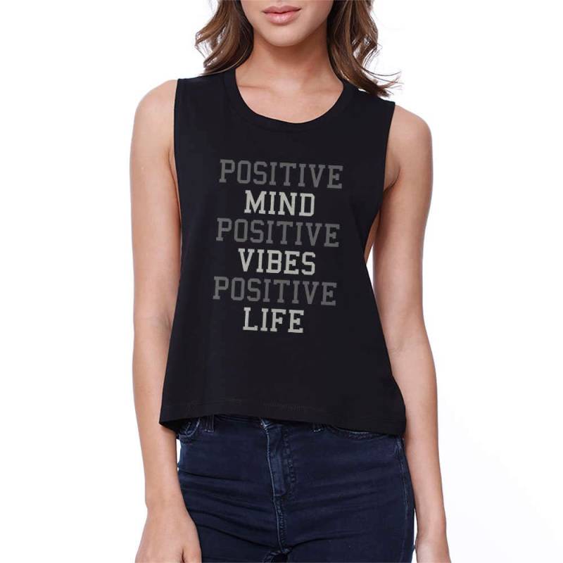 Mädchen | Positive Mind Vibes Life Crop Top | Jcr068 von ThreeSixFiveDesign