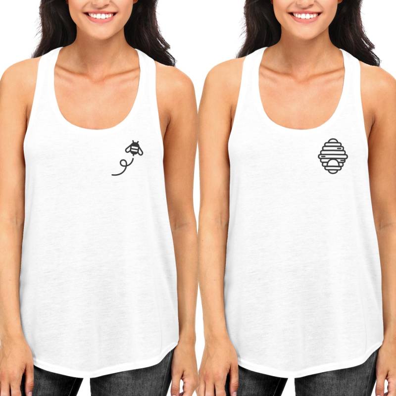 Niedliche Honig-Kamm- Und Bienentaschen-Bedruckte Beste Freunde Passende Tanktops - Racerback-Damen-Junior-Fit-Tanks Geschenkideen Für Bff Ftt020 von ThreeSixFiveDesign