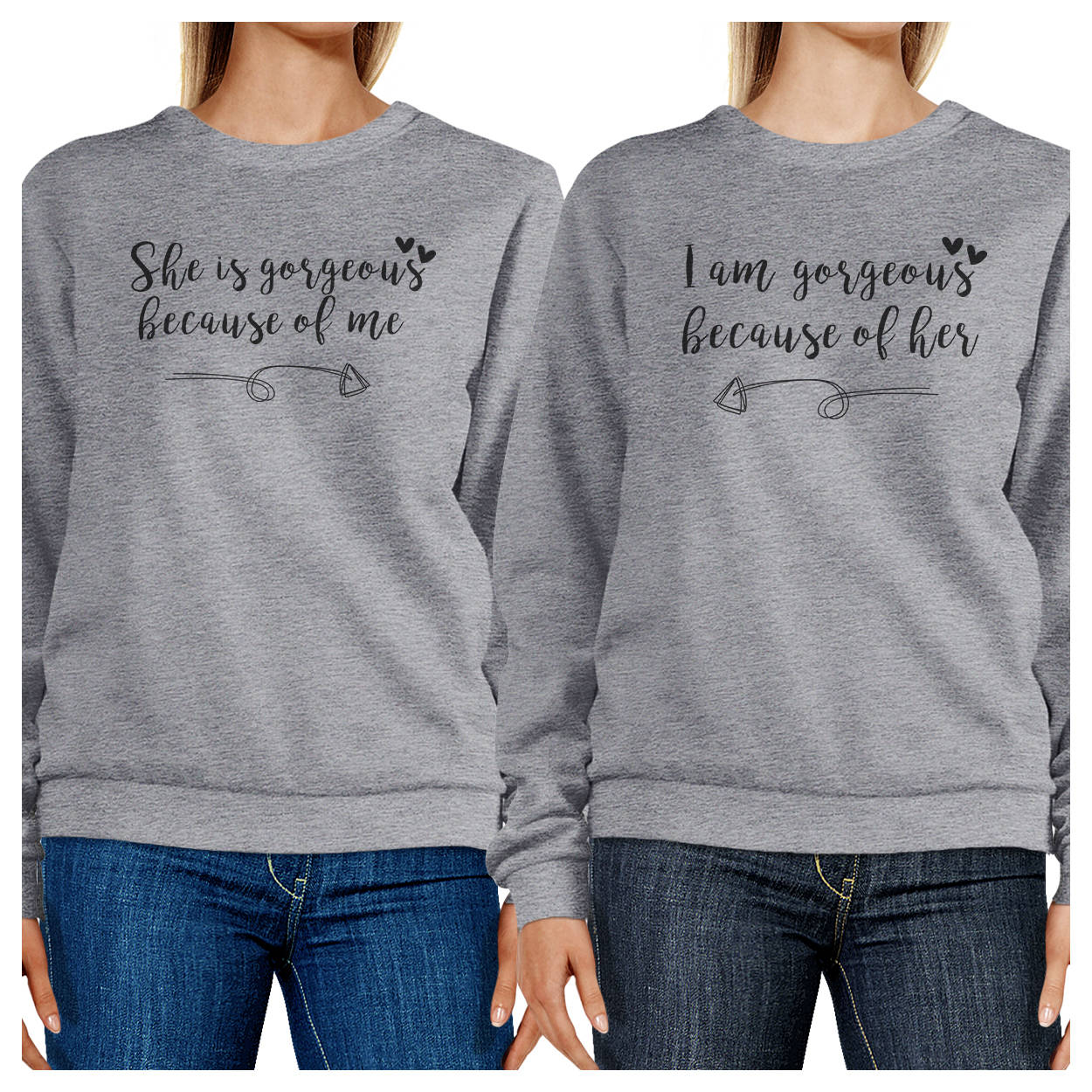 Sie Ist Wunderschön Grafik Heather Grey Sweatshirts Set [Fss034He] von ThreeSixFiveDesign