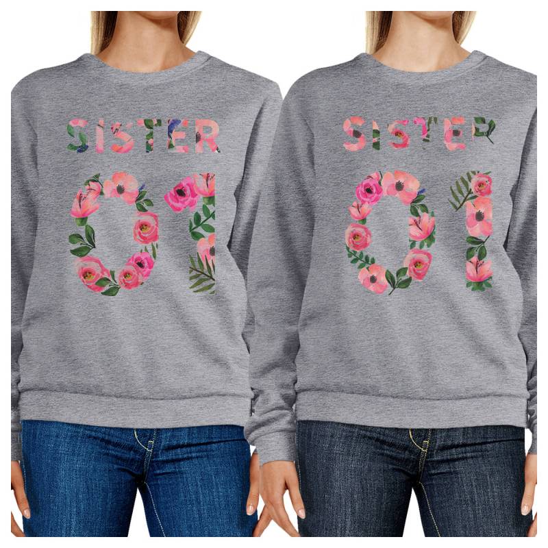 Sister 01 Bff Grafik Grau Heather Sweatshirts Set [Fss047He] von ThreeSixFiveDesign