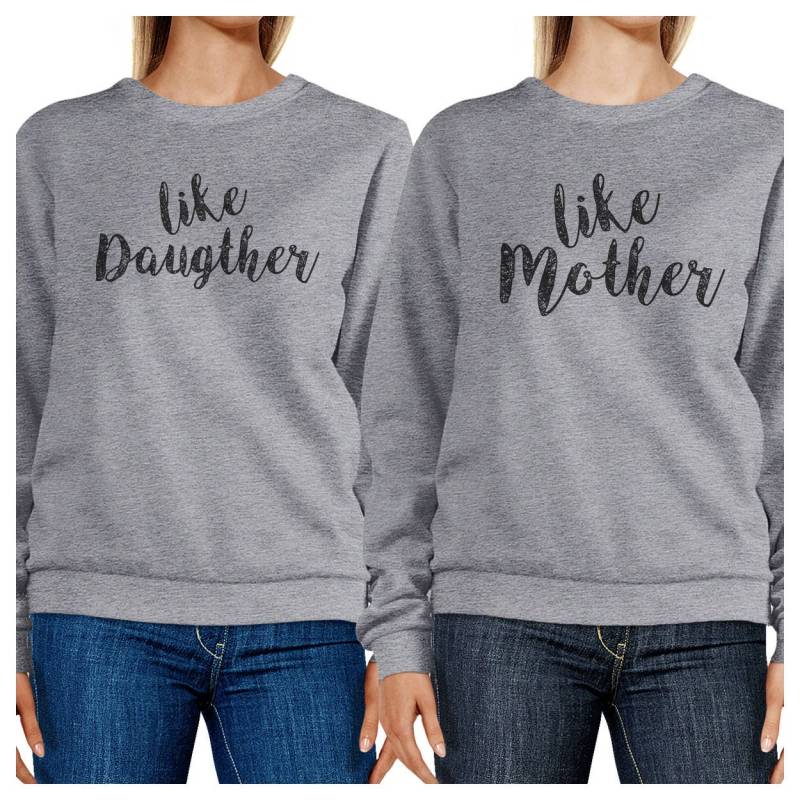 Wie Tochter Mutter Grafik Heather Grau Sweatshirts Set [Fss031He] von ThreeSixFiveDesign